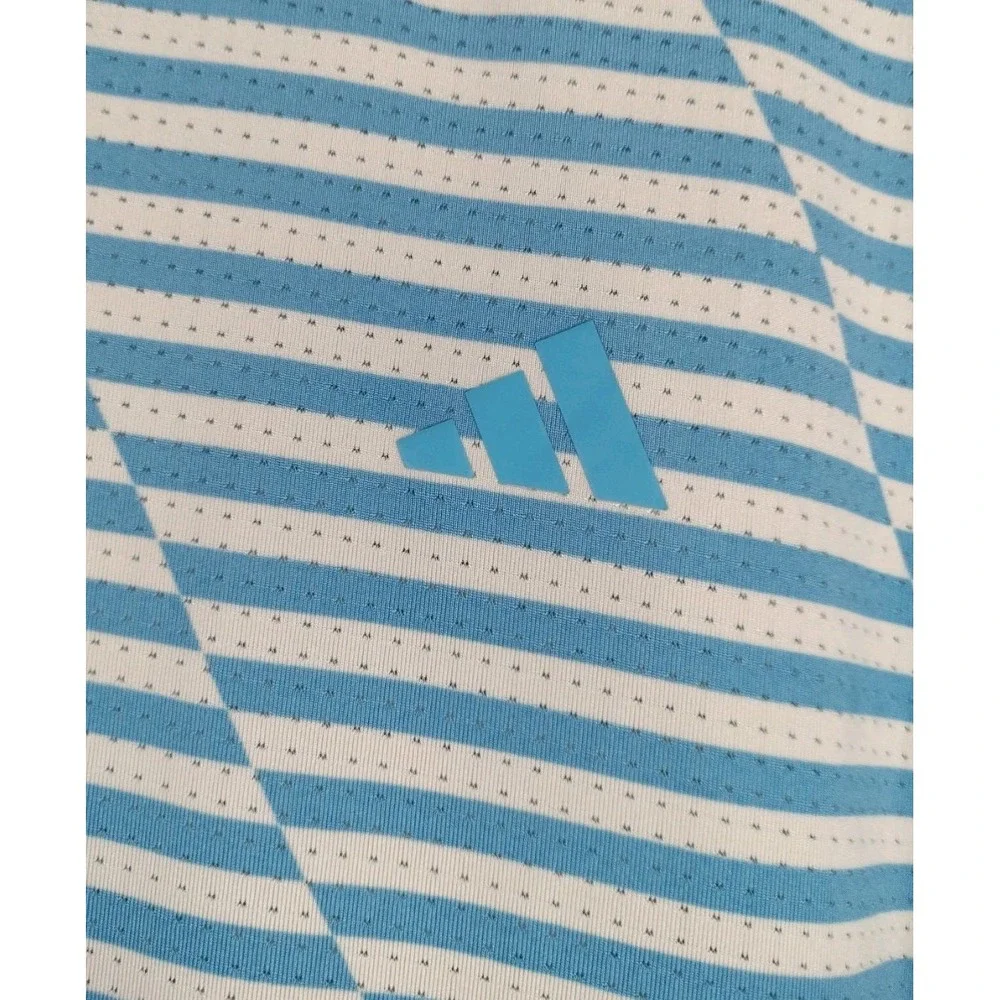 Adidas Golf Polo Shirt Men XL Blue White Striped Performance Athletic S Sleeve